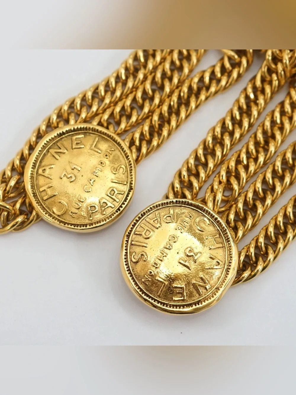 Authentic CHANEL rue de cambon gold plated vintage chain belt 80cm